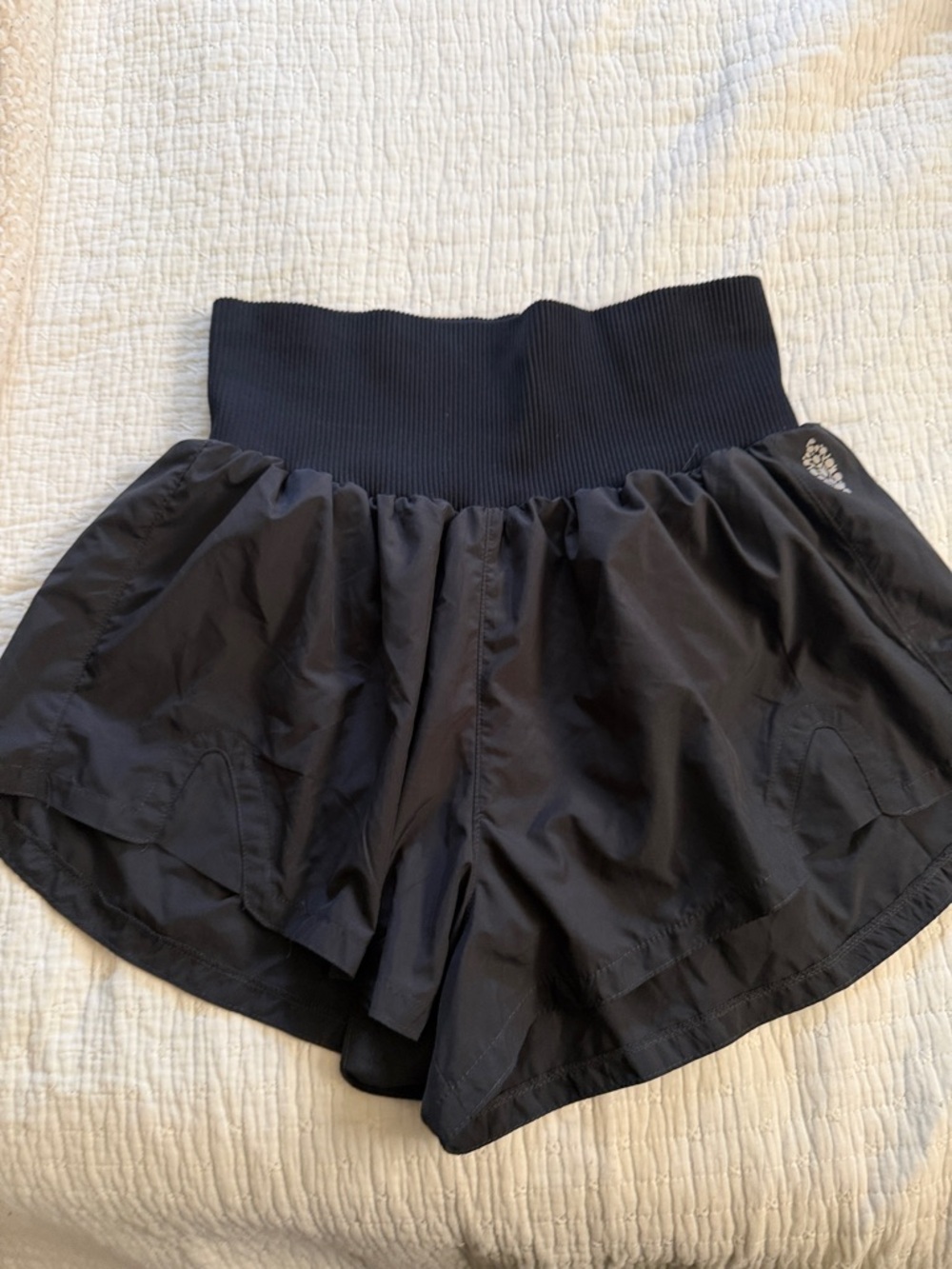 Black Free People Movement Athletic Shorts with Wide Ribbed Waistband